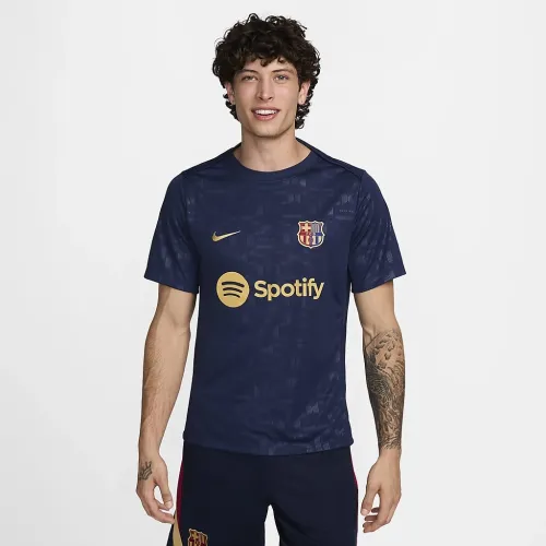 FC Barcelona Academy Pro Home чоловічі Nike Dri-FIT Soccer Pre-Match Short-Sleeve Top блакитний