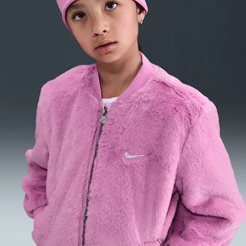 Nike Little детские Faux Fur Bomber Куртка Pink