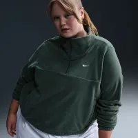 Nike One женская Therma-FIT оверсайз 1/2-Zip Fleece Top (большие размеры) цвет зеленый