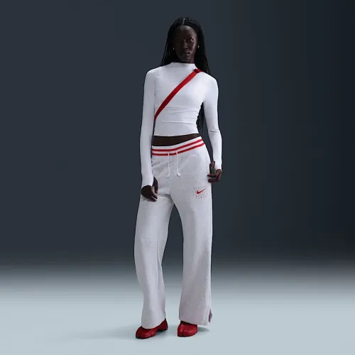 Nike Sportswear Phoenix Fleece женская С высокой Талией Wide-Leg Graphic Pants цвет коричневый