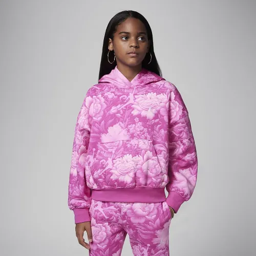 Nike Jordan Brooklyn Essentials Big детские Floral Printed Pullover Толстовка с капюшоном Pink