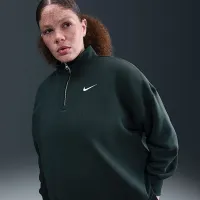 Nike Sportswear Phoenix Fleece женская Over-оверсайз 1/4-Zip (большие размеры) цвет зеленый
