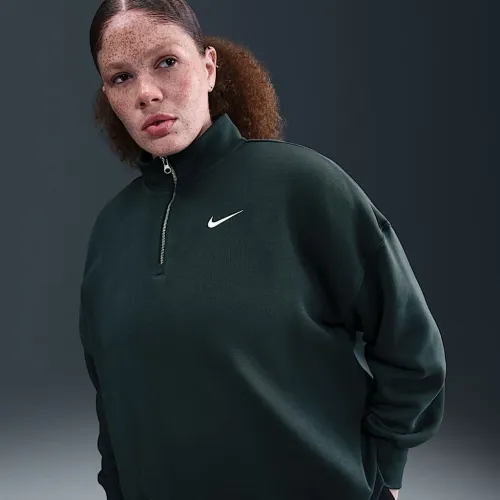 Nike Sportswear Phoenix Fleece женская Over-оверсайз 1/4-Zip (большие размеры) цвет зеленый
