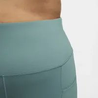 Nike One женская С высокой Талией 7/8 лосины с карманами(большие размеры) цвет зеленый