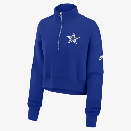 Dallas Cowboys Rewind Phoenix женская Nike NFL Cropped 1/4-Zip Crew синий