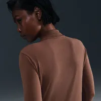 Nike Sportswear Chill Knit жіноча Slim Long-Sleeve Mock-Neck футболка колір коричневий