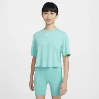Nike One Relaxed Big детские (Girls') Dri-FIT Short-Sleeve Top цвет зеленый