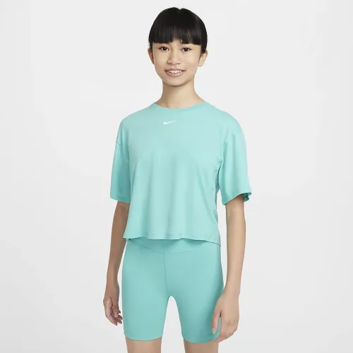 Nike One Relaxed Big детские (Girls') Dri-FIT Short-Sleeve Top цвет зеленый