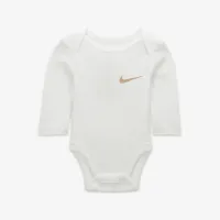 Nike Essentials Baby (0-9M) 3 пары Long Sleeve Bodysuits цвет коричневый