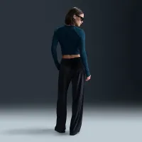 Nike Sportswear Chill Knit женская Slim Long-Sleeve Cropped Top синий