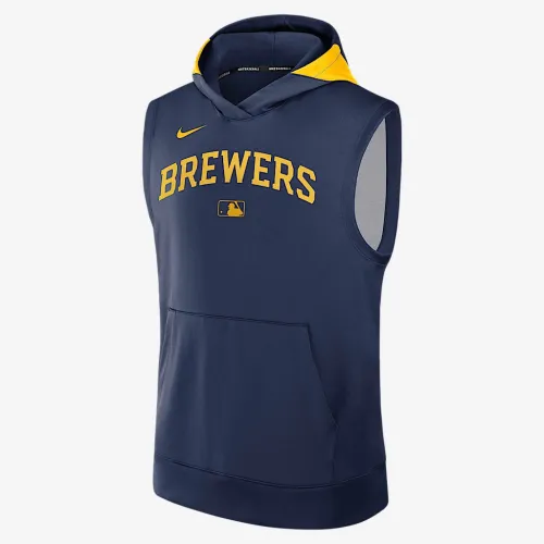 Milwaukee Brewers Authentic Collection Men’s Nike Dri-FIT MLB Sleeveless Pullover Толстовка з капюшоном блакитний