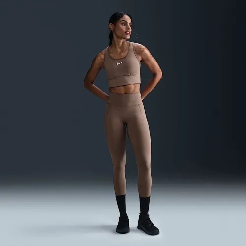 Nike Universa женская Medium-Support С высокой Талией 7/8 лосины с карманамицвет коричневый