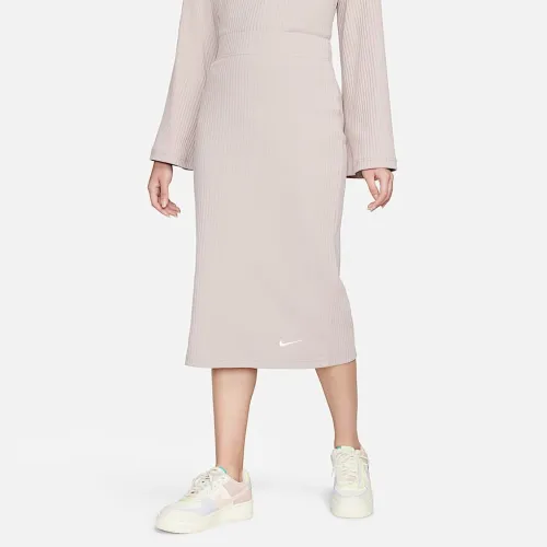 Nike Sportswear женская С высокой Талией Ribbed Jersey юбка цвет коричневый