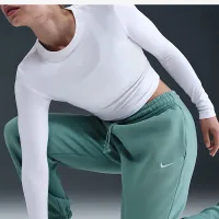 Nike Sportswear Phoenix Fleece женская С высокой Талией оверсайз Sweatpants цвет зеленый