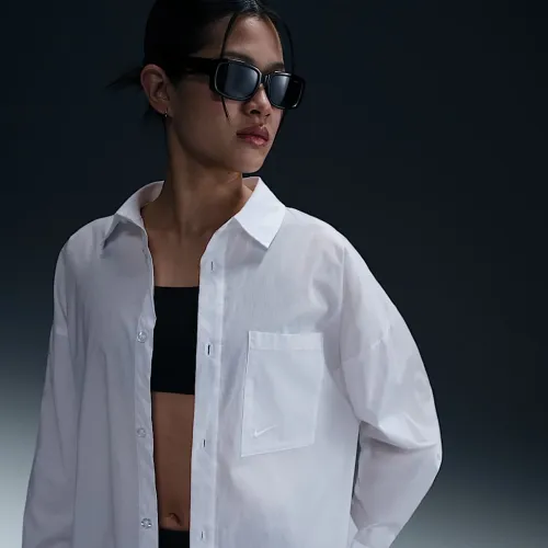 Nike Sportswear Chill Poplin жіноча Loose Long-Sleeve Button-Up Top колір білий