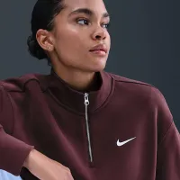Nike Sportswear Phoenix Fleece женская оверсайз 1/4-Zip Long свитшот цвет красный