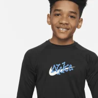 Nike Swim Scribble Big дитячі (для хлопчиків) Short-Sleeve Hydroguard колір чорний