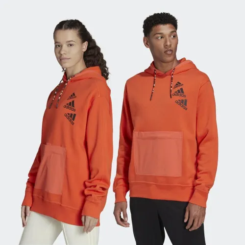 Кофта/футболка adidas Essentials BrandLove Fleece Толстовка с капюшоном HL9385 - оранжевая