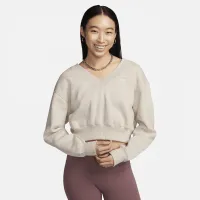 Nike Sportswear Phoenix Fleece жіноча Cropped V-Neck Top колір коричневий
