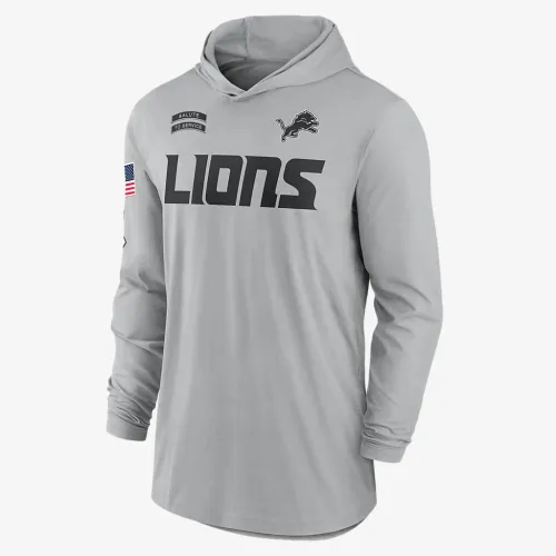 Detroit Lions Salute to Service Edge Mascot Lockup Men’s Nike Dri-FIT NFL Long-Sleeve Hooded Top цвет серый
