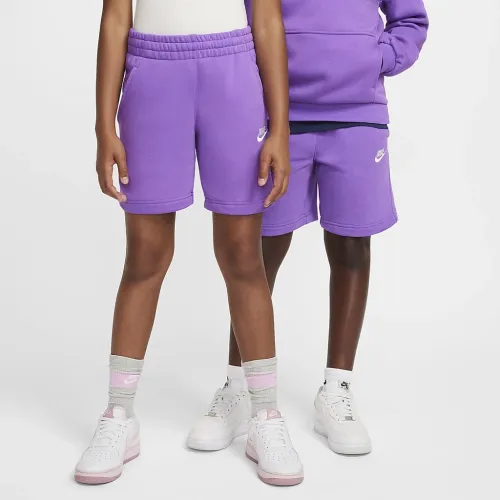 Nike Sportswear Club Fleece Big детские French Terry шорты цвет фиолетовый