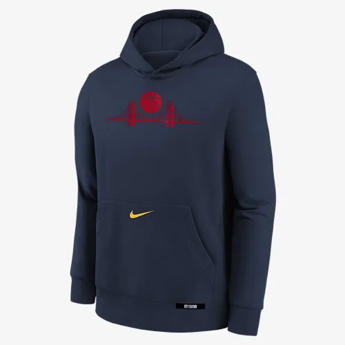 Golden State Warriors Club City Edition Big детские Nike NBA Pullover Толстовка с капюшоном синий