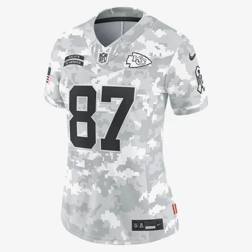 Travis Kelce Kansas City Chiefs Salute to Service Women’s Nike Dri-FIT NFL Limited Jersey цвет белый