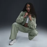 Nike Sportswear женская оверсайз Full-Zip French Terry Толстовка с капюшоном цвет зеленый