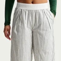 Nike Sportswear Chill Poplin женская Loose Mid-Rise Woven Striped Pants цвет зеленый