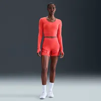 Nike Pro жіноча Dri-FIT Cropped Long-Sleeve Top колір червоний