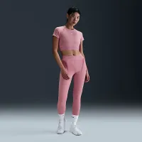 Nike Pro женская Dri-FIT Short-Sleeve Cropped Graphic Top Pink
