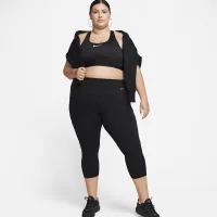 Nike Universa жіноча Medium-Support З високою талією Cropped лосіни з кишенями(великі розміри) колір чорний
