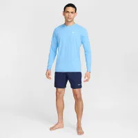 Nike мужские Heatheцвет красный Long-Sleeve Hydroguard Swim Shirt синий
