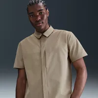 Nike 24.7 PerfectStretch чоловічі Dri-FIT Short-Sleeve Button-Down Top колір коричневий