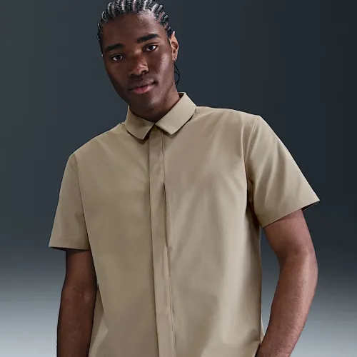 Nike 24.7 PerfectStretch чоловічі Dri-FIT Short-Sleeve Button-Down Top колір коричневий