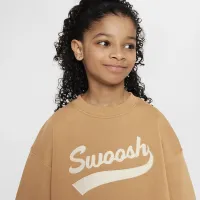 Nike Sportswear Club Fleece Big детские (Girls') оверсайз Crew-Neck свитшот цвет коричневый