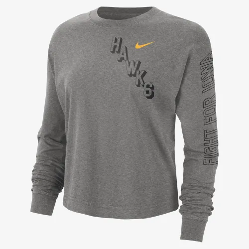 Iowa Heritage женская Nike College Boxy Crew-Neck футболка цвет серый