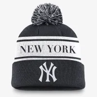 New York Yankees Team Stripe Peak мужские Nike MLB Cuffed Pom Beanie синий