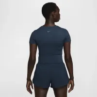 Nike One Fitted женская Dri-FIT Short-Sleeve Cropped Top синий