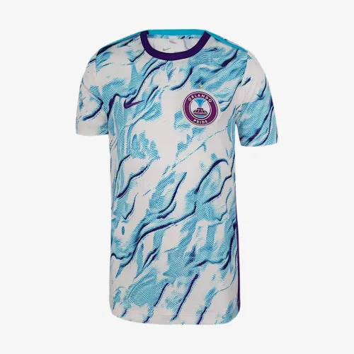 Orlando Pride 2025 Big дитячі Nike NWSL Short-Sleeve Pre-Match Top колір фіолетовий