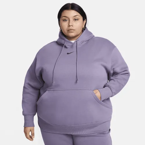 Nike Sportswear Phoenix Fleece женская оверсайз Pullover Толстовка с капюшоном (большие размеры) цвет фиолетовый
