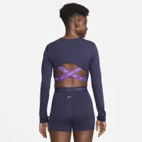 Nike Pro Dri-FIT жіноча Cropped Long-Sleeve Top колір фіолетовий