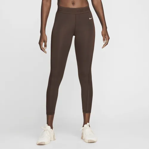 Nike Pro женская Mid-Rise 7/8 Mesh-Paneled лосины цвет коричневый