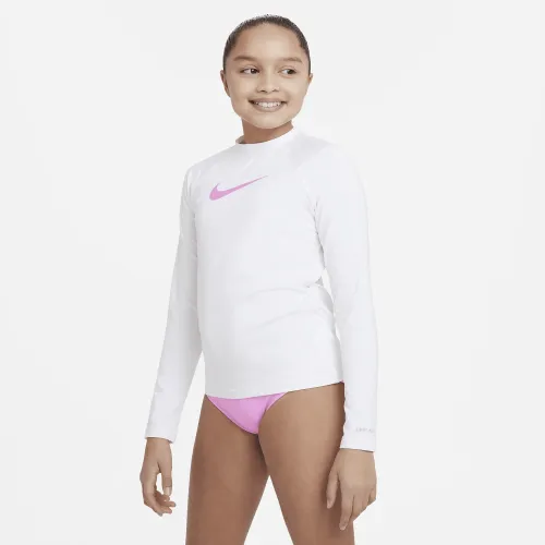 Nike Swoosh Big Kids' (Girls') Long-Sleeve Hydroguard White