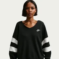Nike Sportswear Club Fleece женская оверсайз V-Neck свитшот цвет черный