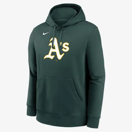Athletics Logo Club мужские Nike MLB Pullover Толстовка с капюшоном цвет зеленый