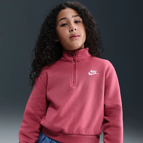Nike Sportswear Club Fleece Big дитячі (Girls') 1/2-Zip Long-Sleeve Top колір фіолетовий