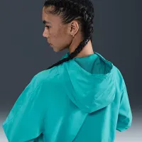 Nike Sportswear Classic Wovens женская Loose UV Protection Hooded Куртка цвет зеленый