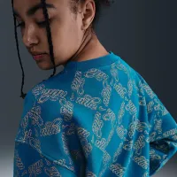 Nike Sportswear Club Fleece Big дитячі (Girls') оверсайз Printed Crewneck світшот блакитний