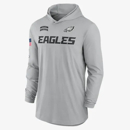 Philadelphia Eagles Salute to Service Edge Mascot Lockup Men’s Nike Dri-FIT NFL Long-Sleeve Hooded Top колір сірий